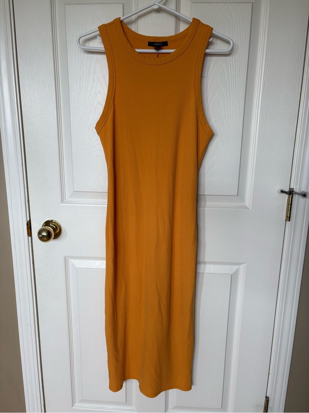 FOREVER 21 Ribbed Orange Bodycon Sleeveless Summer Dress